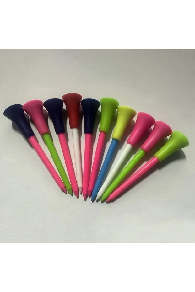 Mixed colors 10pcs 10Pcs Plastic Golf Tees Multi Color 83mm Durable Rubber Cushion Top Golf Ball