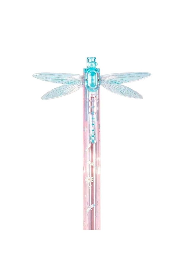 Blue 1/4pcs Dragonfly Wing Click Pen Black Ink 0.5mm Creative Pop-Open Wing Design Fun Novelty Click
