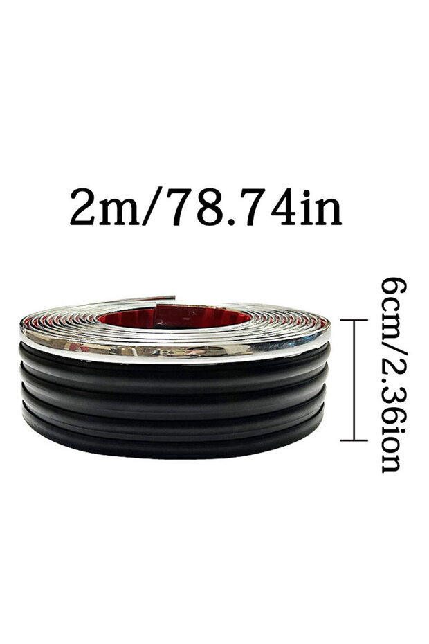 Silver 2m Carside Skirt Bumper Thickened Universal Decorative Strip Body Modification Anti-Scratch