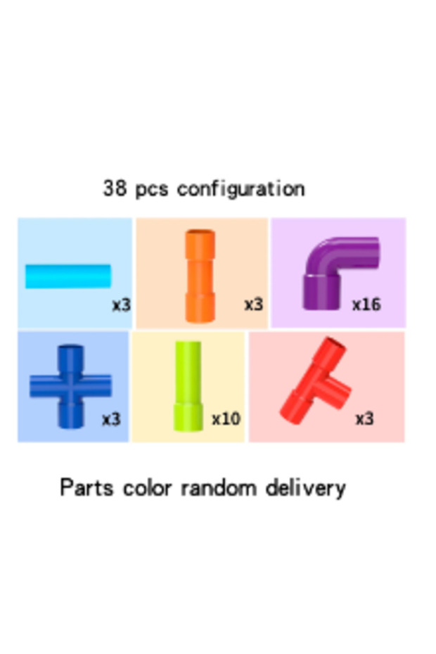 38pcs HTMCK Pipeline building block assembly children's water pipe beneficial intelligence splicing