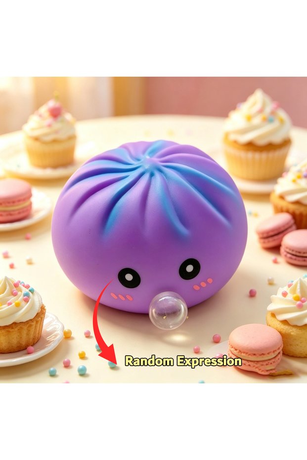 purple Viral Bubble Blowing Dumpling Squishy Toy Slow Rising Fidget Squeeze Portable Stress Reliever