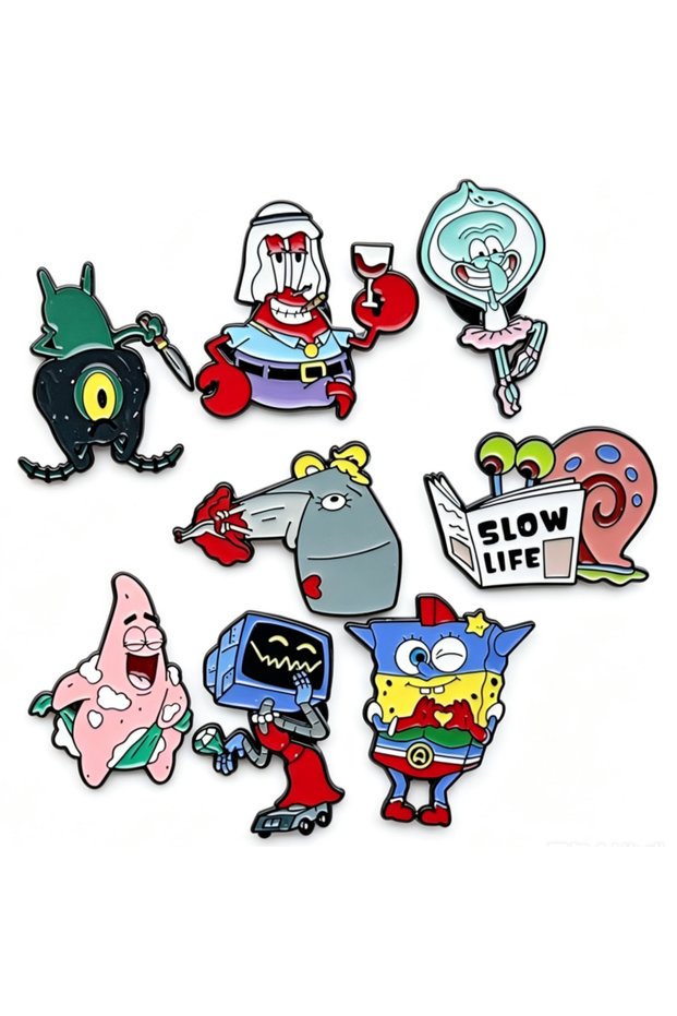 1 8pcs cute cartoon metal brooch clothing decoration DIY badge brooch accessories