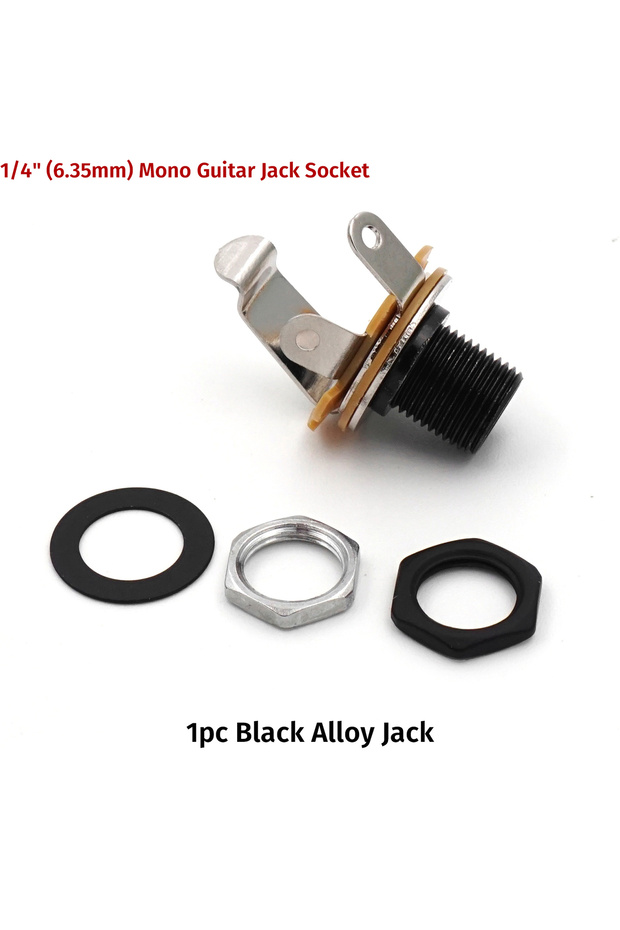 1pc Black Alloy 1/2/5/10Pcs Guitar Input Output Jack Socket 6.35mm 1/4" Mono Phone Jack for Electric