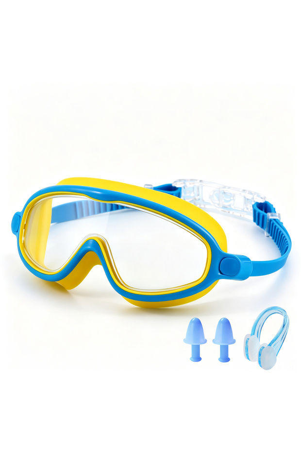 YELLOW Swim Goggles, Waterproof Anti-Fog Anti-UV Wide View Swimming Goggles for Kids 3-14