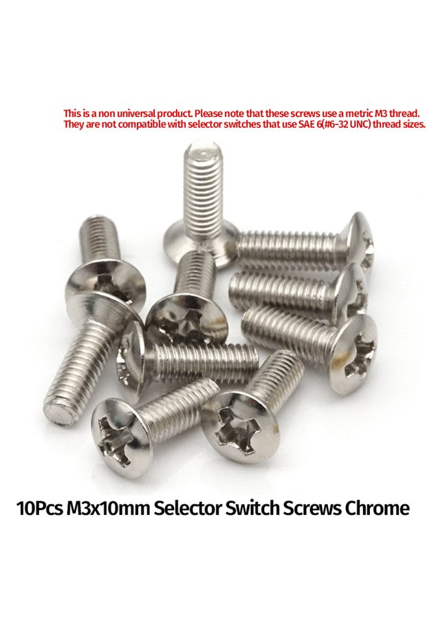 10Pcs Chrome 10/50Pcs M3x10mm Electric Guitar Selector Switch Mounting Screws Pickup Switch Mounting