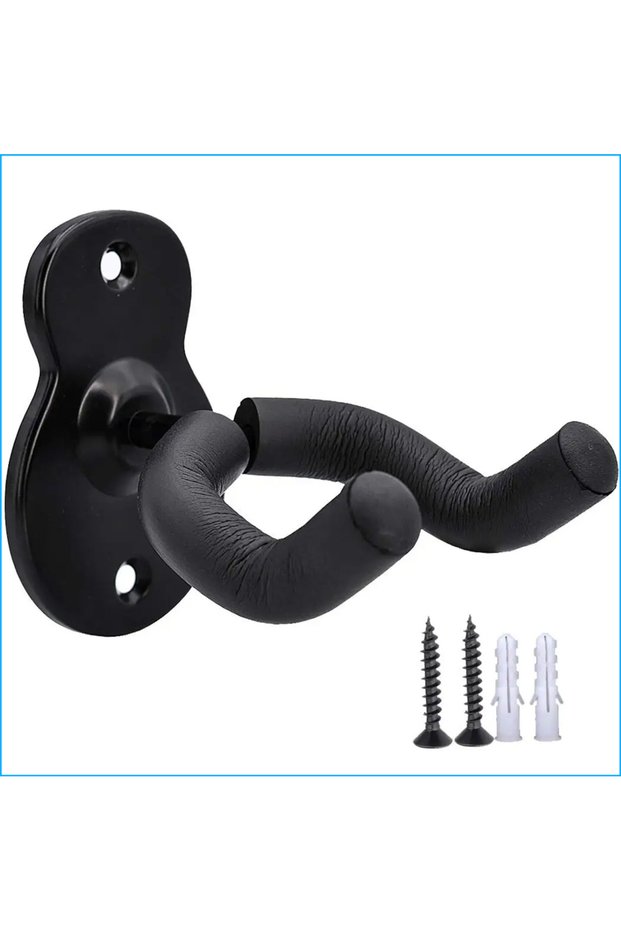 Metal Black 1 Pack Guitar Wall Mount Hanger, Guitar Hanger Hook Non-slip Holder Stand for Acoustic G