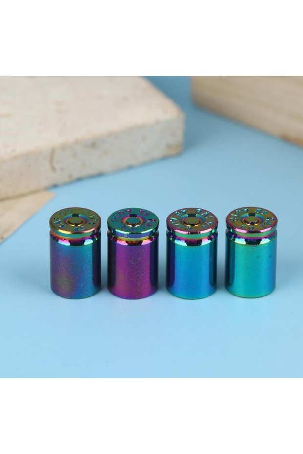 Multicolor {Summer2} 4Pcs Bullet Shell Tire Valve Stem Caps Aluminum Alloy Car Air Stem Cap For Cars