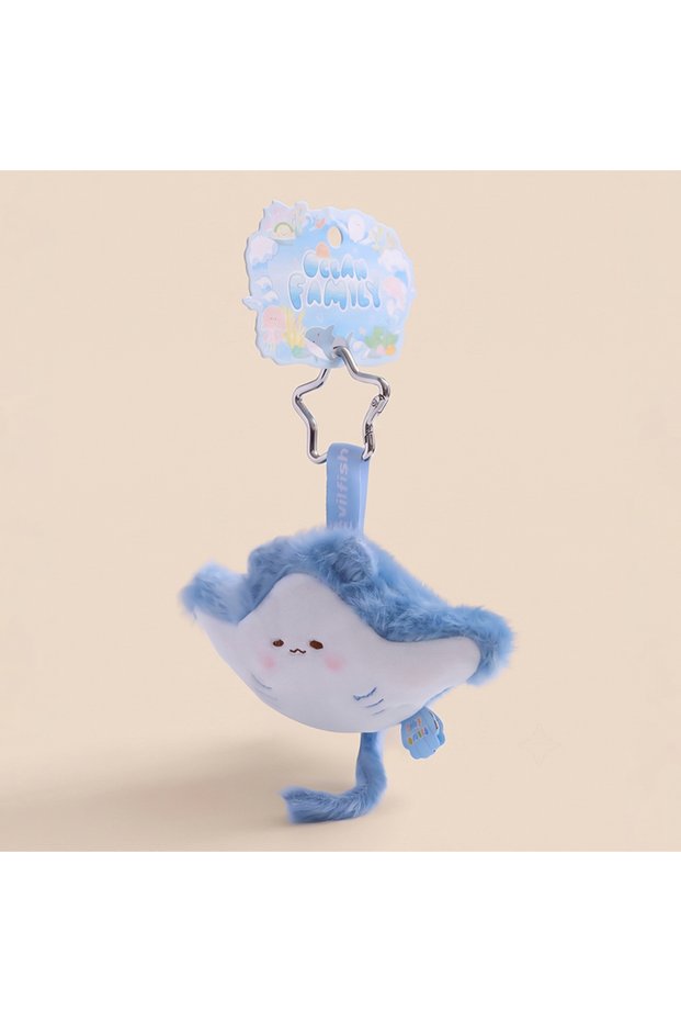 Manta Ray 12cm New Creative Ocean Team Animal Plush Keychain Swimming Circle Keychain Stuffed Pengui
