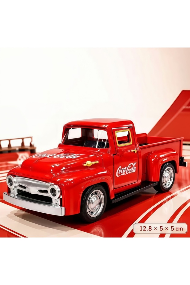 red 1:32 Retractable Alloy Retro Pickup Truck Toy, Classic Replica Car Model, Double-Door Design, De
