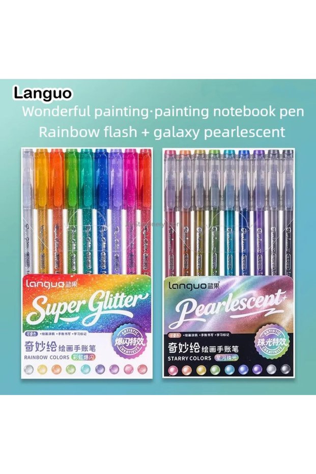 18 Colors Set Languo Gel Pen Glitter Handbook Pens 9/18Pcs 1.0mm Student Art Diy Doodling Drawing Ar