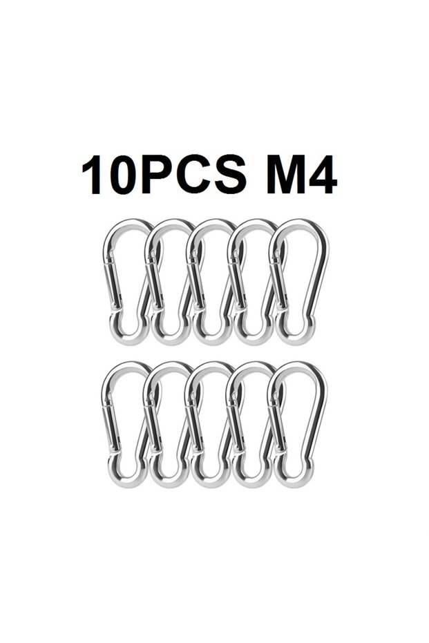 10PCS M4 10Pcs Multifunctional Stainless Steel Spring Snap Carabiner Quick Link Lock Ring Hook M4 M5