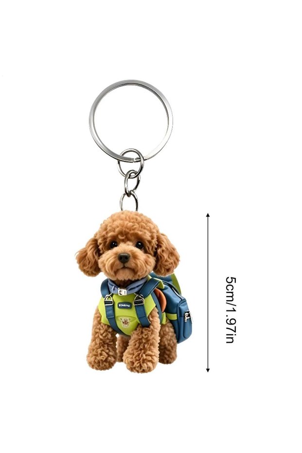 A Puppy Keychain 2D Acrylic Detachable Cute Car Interior Pendant Animal Bag Charm for Men Women Kids