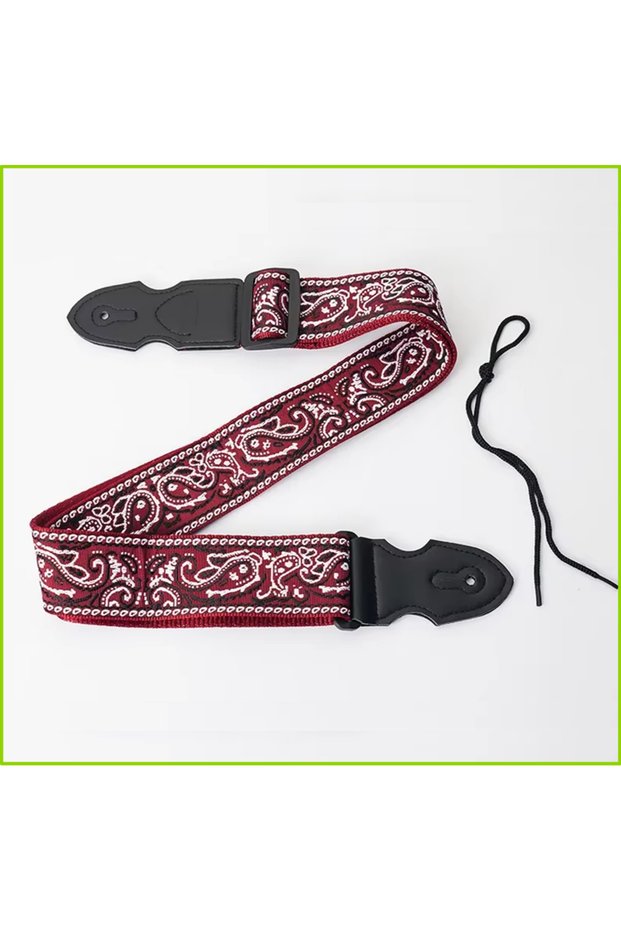 Wine Red Pattern Fashion Retro Embroidered Electric Guitar Strap Ethnic Style Acoustic Guitar Strap