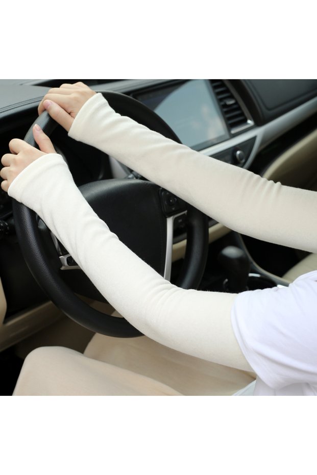 One Size Straight Off-white Fall & Winter Warm Arm Sleeves Thickening Type Elbow Guard Joint False