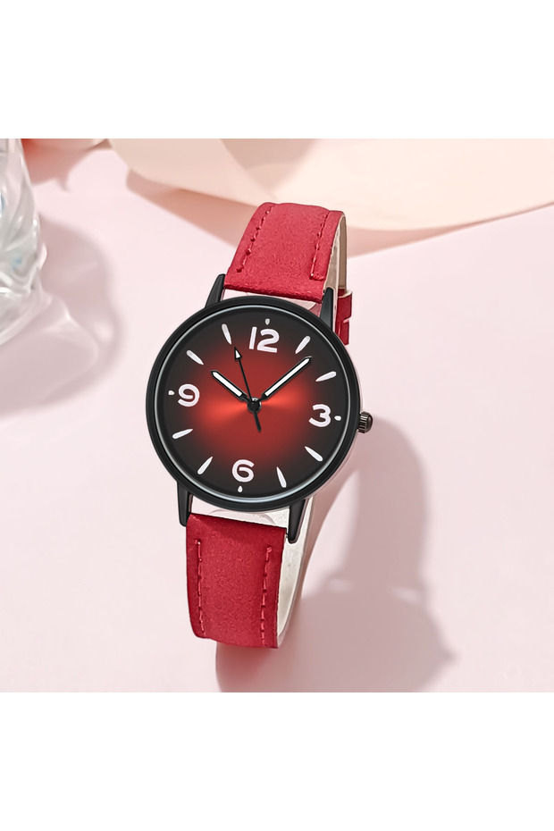 Red Pu Leather Women Watch Casual Wristwatch Quartz Watches For Women Clock Gift Reloj Mujer relogio