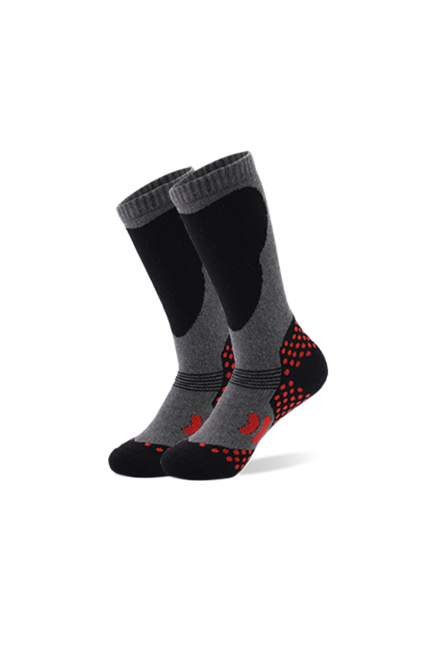 S EU30-34 GRAY JSJM Thermal Kids Ski Socks Cotton Thicker Warm Outdoor Sport Socks Snow Cycling Skii