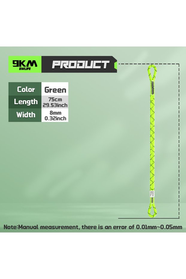 Green75cm DoubleEye 9KM Prusik Cord 1pcs 18-30inch Prusik Loop Pre-Swen for Climbing Hunting Arboris