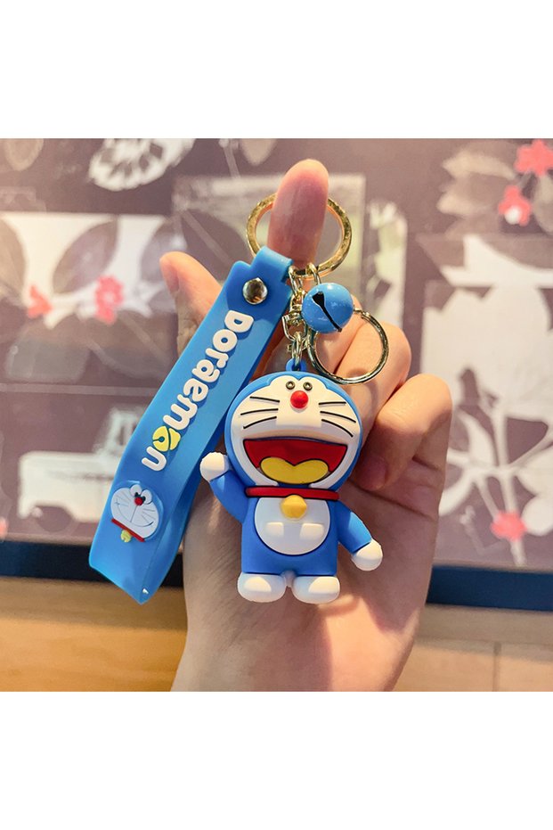 A336 Cartoon Doraemon Keychain – Cute Silicone Figure Car Key Ring Accessory; Ideal for Coupl