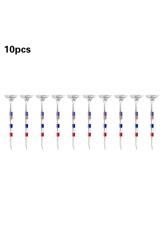 10Pcs 10Pcs Long Golf Tees Bulk Unbreakable 83mm Transparent USA American Flag Reduces Friction and