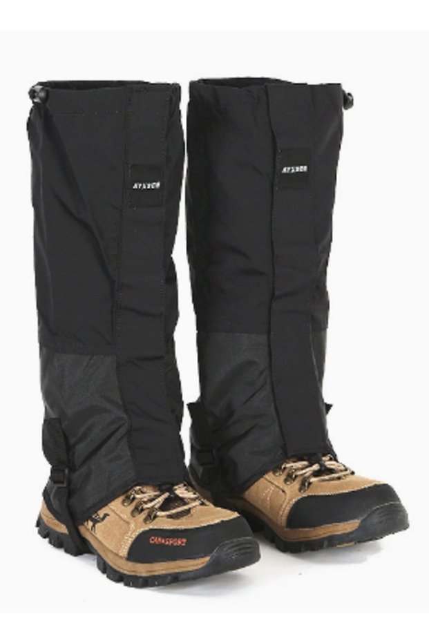 black Waterproof Leg Gaiters, Anti Snow Sand Leg Covers for Hiking Mountaineering Skiing