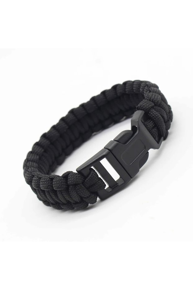 Black 23cm/9in Seven Core Paracord Survival Bracelet for Outdoor Emergency Escape Camping Tool with