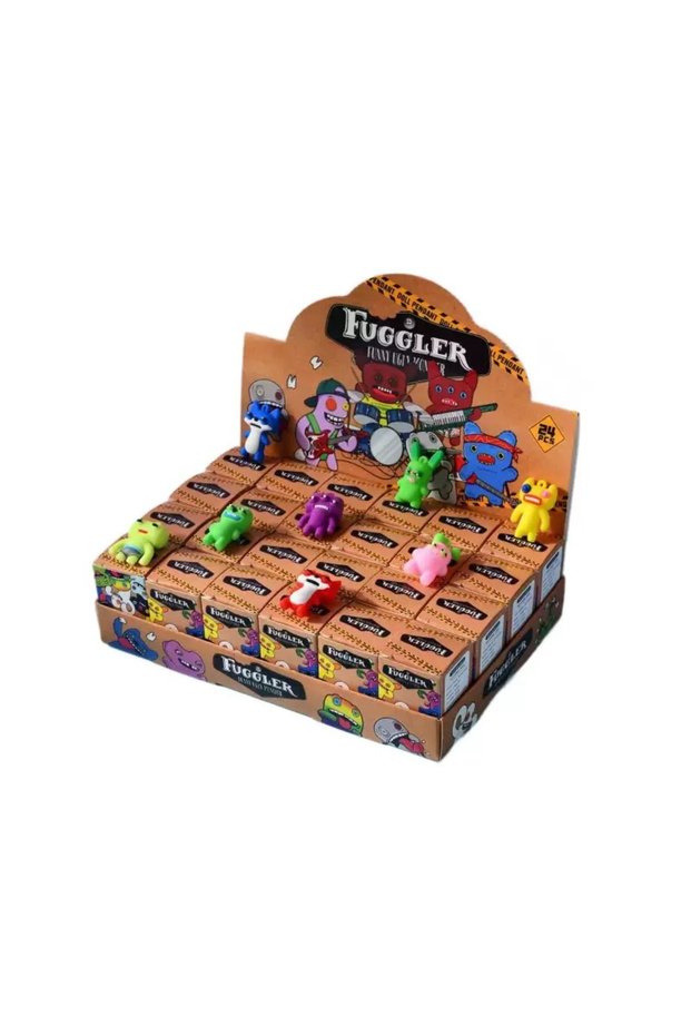 1Box24pcs 24pcs Luminous Fuggler Blind Boxes Funny Ugly Pendant Keychain Teeth Monster Doll B