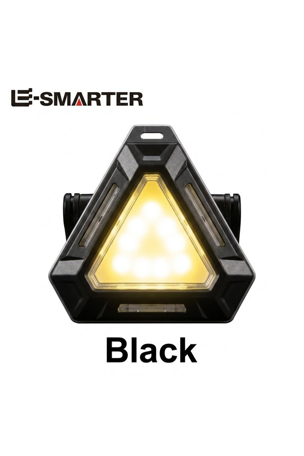JB2699 black Magnetic Rechargeable Outdoor Flashlight, Triangle Red Blue Warning Camping Lamp, Compa