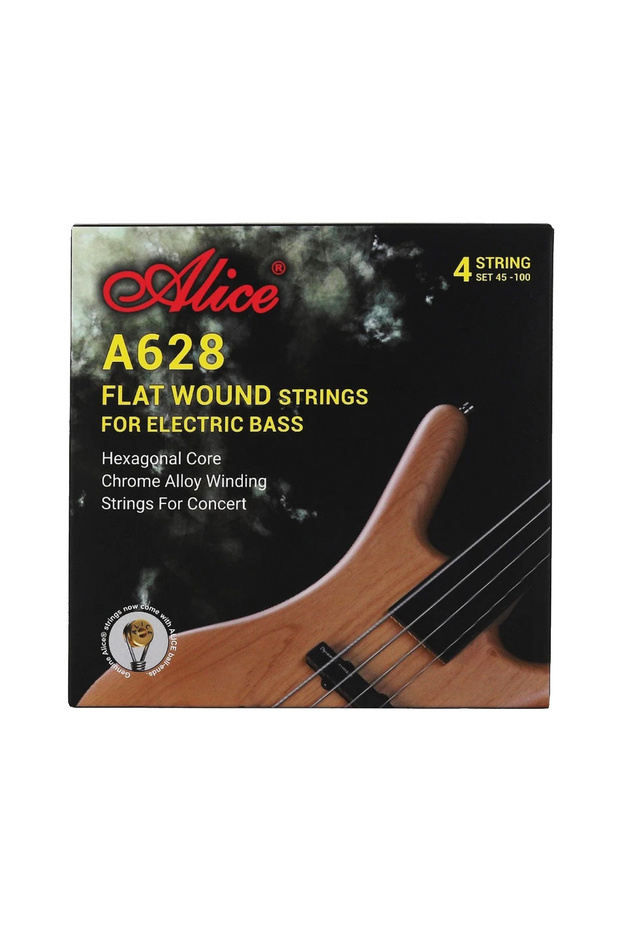 A628-M Alice A628-M Fretless Bass Strings – 45/65/80/100, Chrome Alloy Winding,Hex Steel Core, Smoot