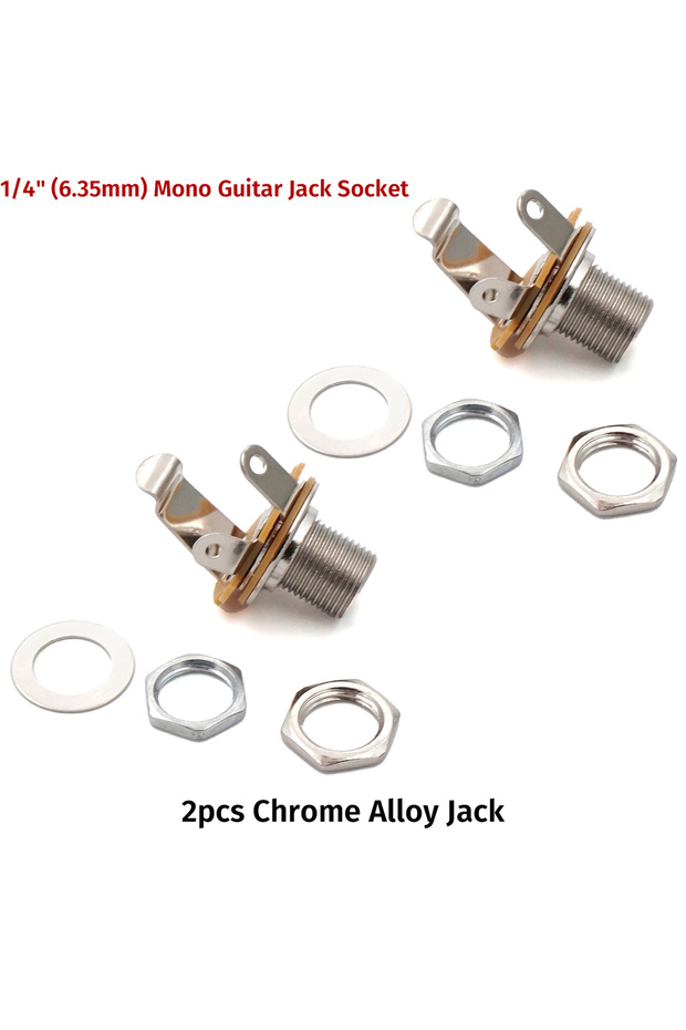 2pcs Chrome Alloy 1/2/5/10Pcs Guitar Input Output Jack Socket 6.35mm 1/4" Mono Phone Jack for Electr