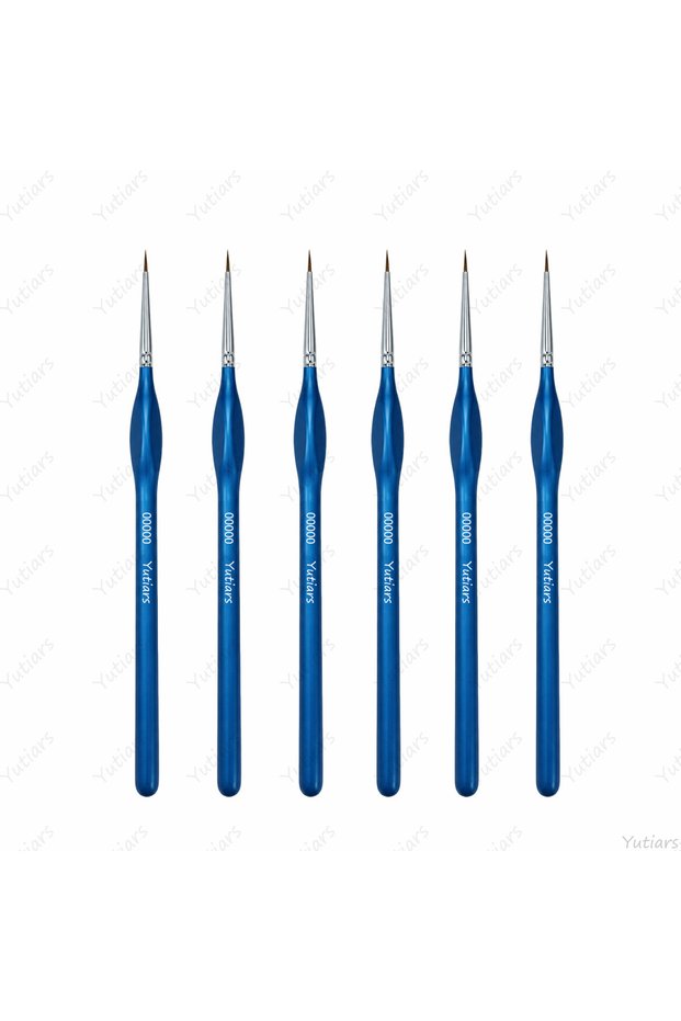 6Pcs Blue 6PCS 00000 Ultra Fine Detail Paint Brushes for Watercolor, Miniatures, Models, Illustratio
