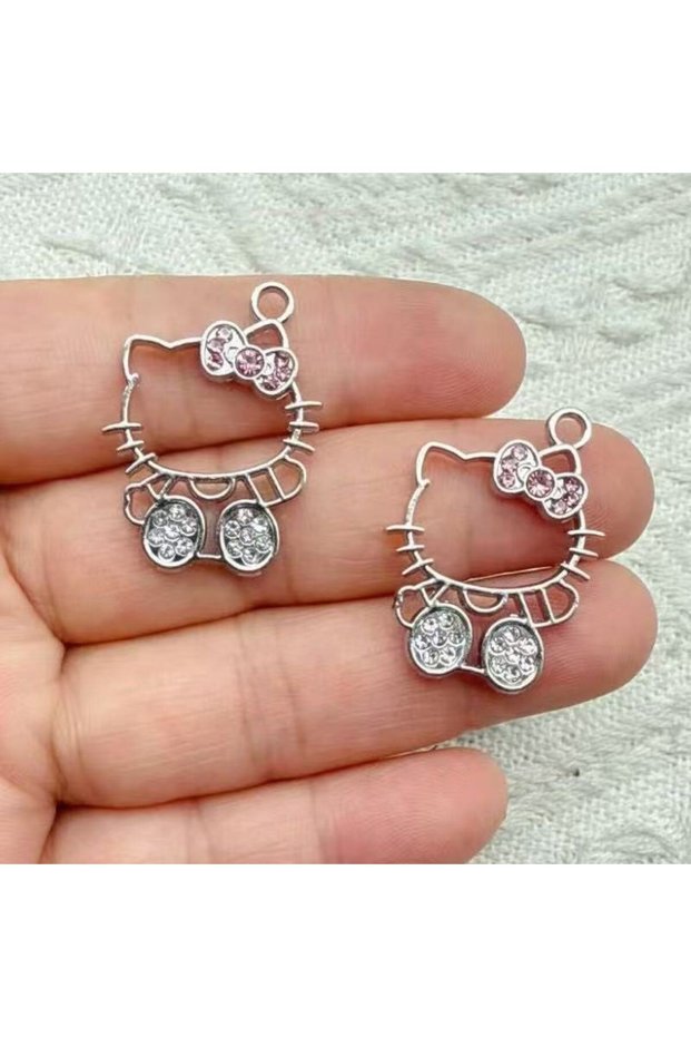 black 10pcs Cute Pendants Delicate Crystal Cat Charms for Earring Bracelet Necklace DIY Jewelry Maki
