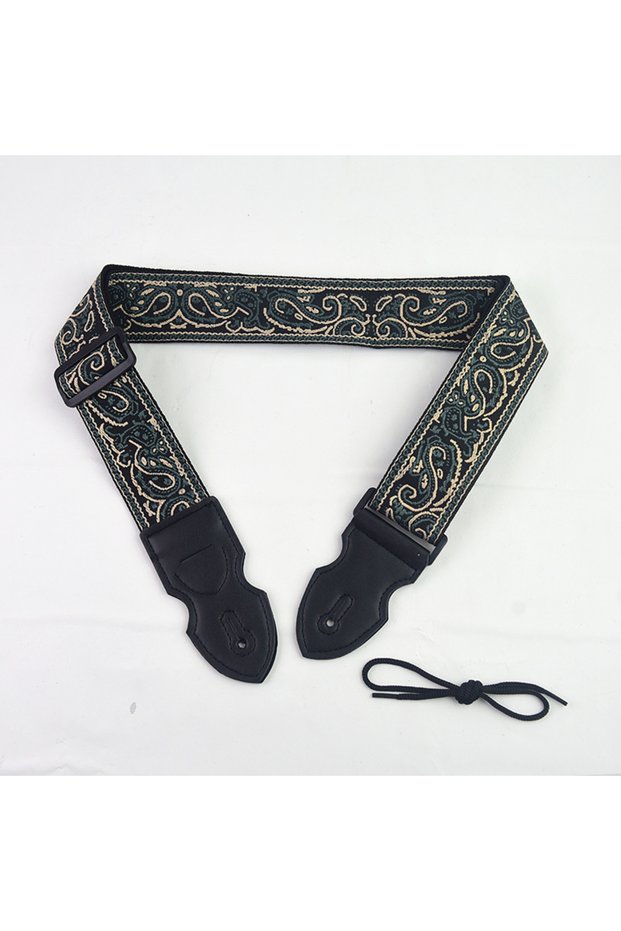 black-blue Adjustable Guitar Strap Embroidered Print Ethnic Style Guitar Strap for Folk Electric Gui