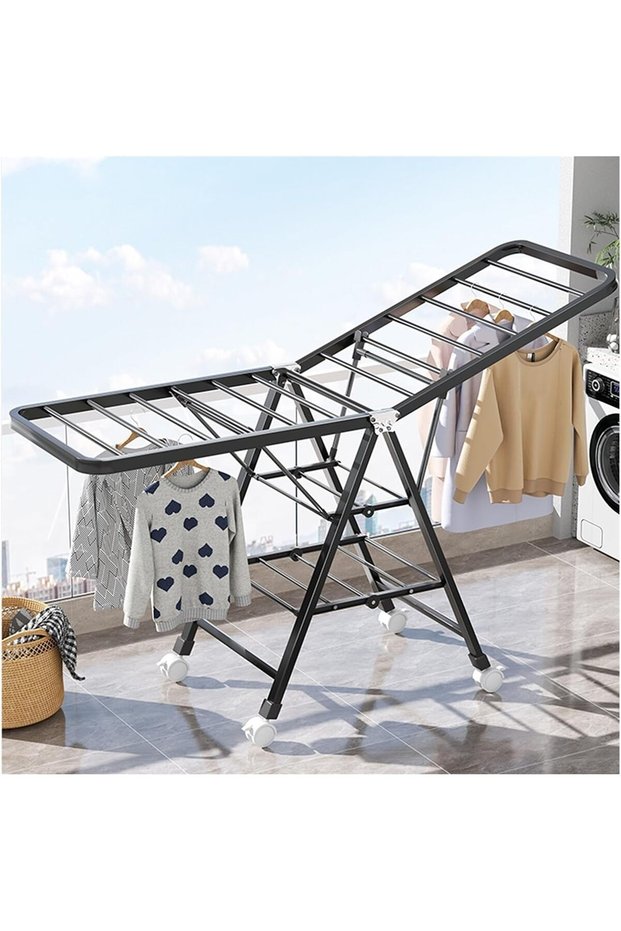Uandhome Clothes Drying Rack, Portable & Foldable Laundry Drying Rack, Height Adjustable Clothes Air