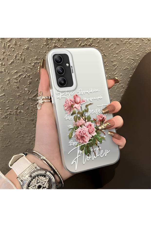 Samsung Galaxy A34 Compatible Case with Rose and Lettering Design, Protective, for Everyday Use.