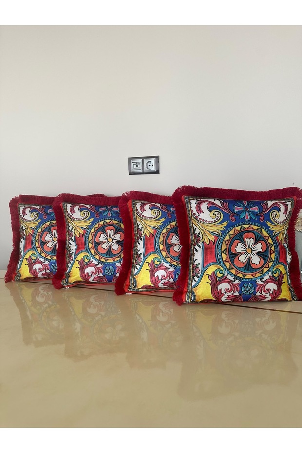 Milano Alessi Fringed Double-Sided Cotton-Lined 4-Piece Cushion Cover 43X43