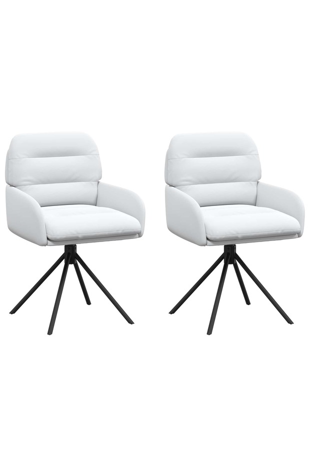 Scaune de dining rotative 2 buc. Piele artificială Alb