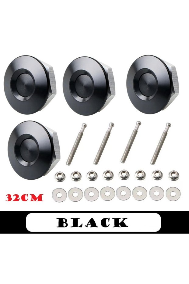 32cm Black 4Pcs 25/30/32mm Car Push Button Bonnet Hood Pin Quick Release Latch Lock Clip Kit Aluminu
