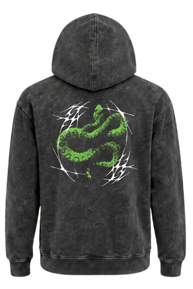 Yikamali Acidwash Tribal Gothic Printed 3-Yarn Thick Sweat Fleece
