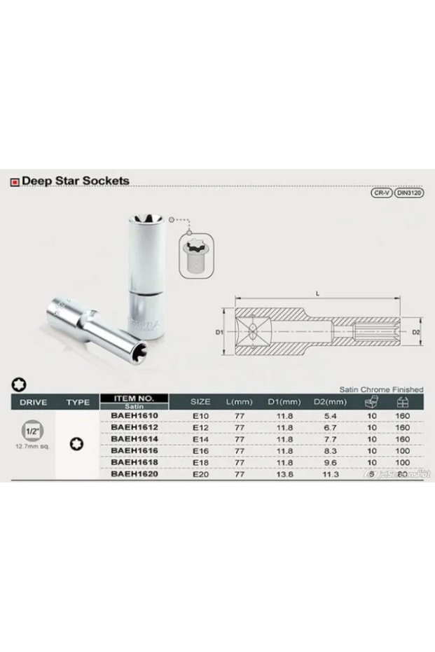 Deep socket wrench 1/2 E18 BAEH1618