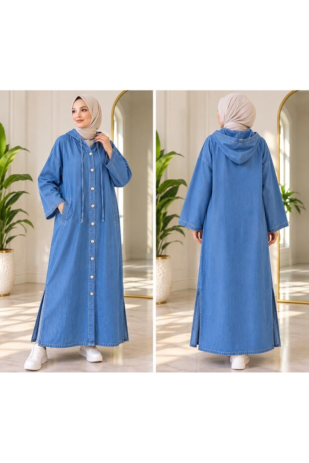 Women's hijab snap detailed side slit hooded cap mint