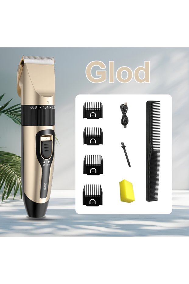 Gold Electric Hair Clipper Men's Professional Hair Clipper Ceramic Blade Household Low Noise Trimmer