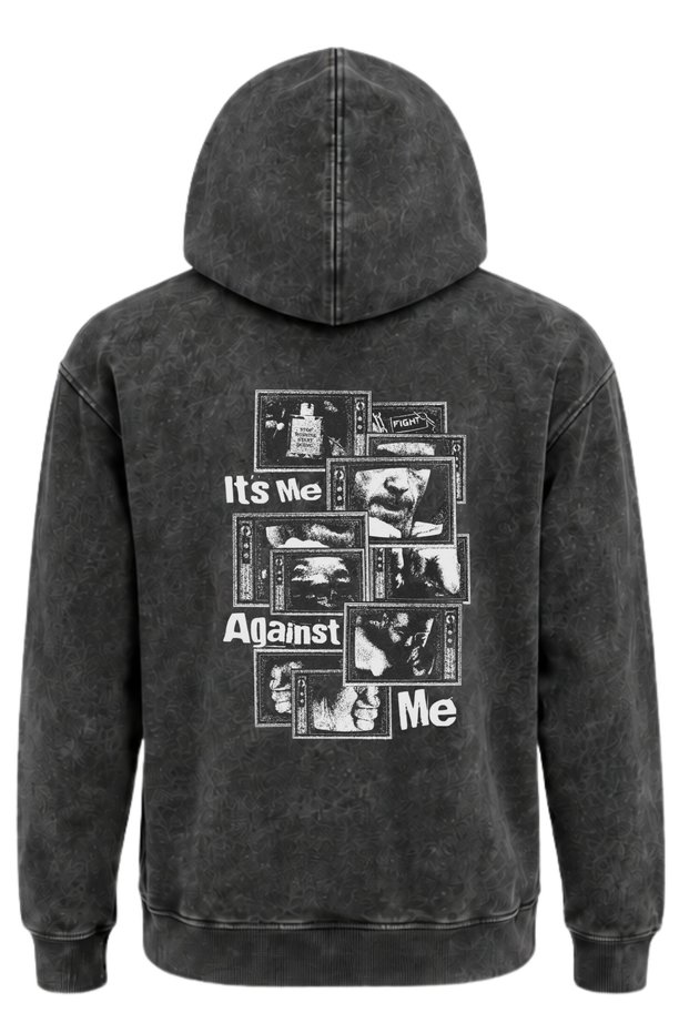 Yikamali Acidwash Tribal Gothic Printed 3-Yarn Thick Sweat Fleece