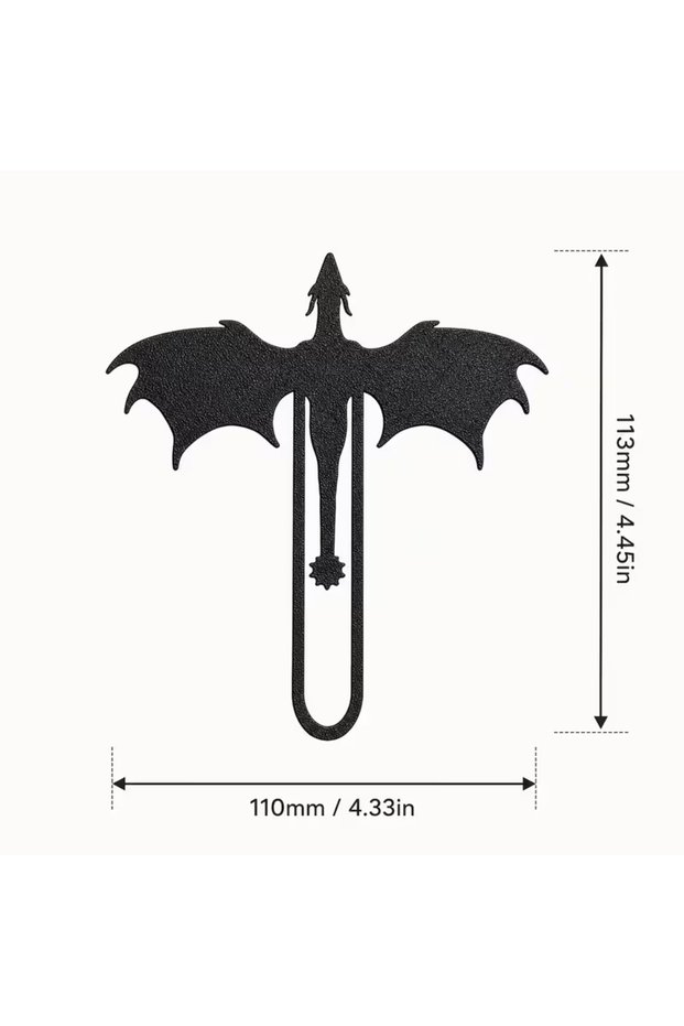 H Black Dragon Bookmark - Western Fantasy Dragon Shaped Book Marker Dark Gothic Style Page Turner Co