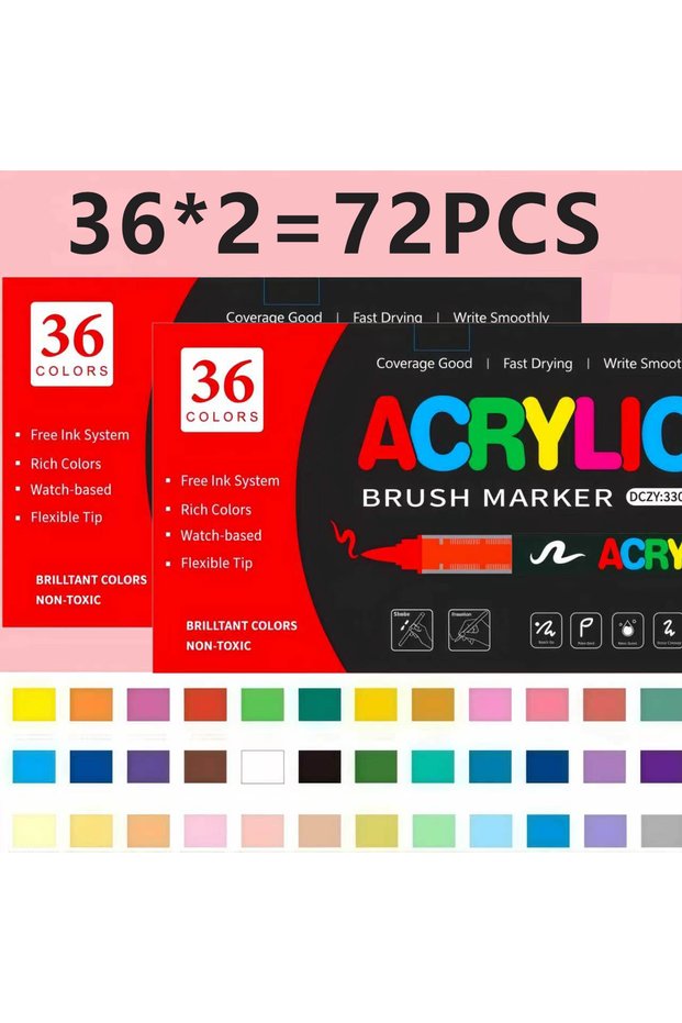 1XZBX72 12-120 Colors Acrylic Paint Pens Markers Brush Tip Paint Markers For Rock Painting Wood Ston