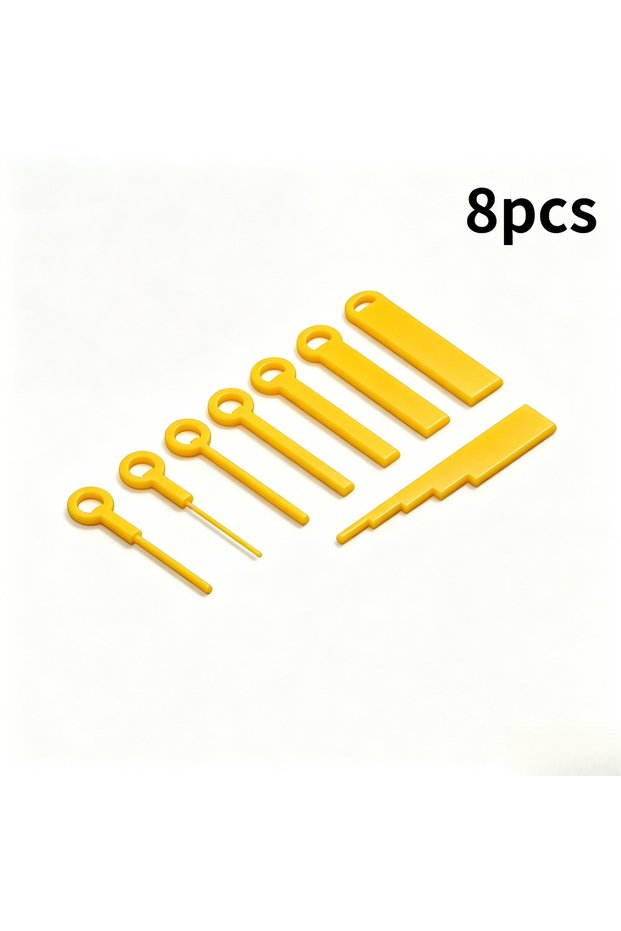 YELLOW 8Pcs Knitting Stitch Gauge Ruler Set Adjustable Loop Sizing Tools for Shuttle Tatting, Croch