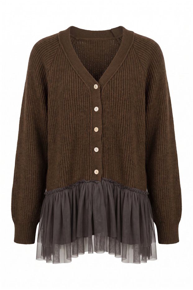 Tulle Buttoned Cardigan
