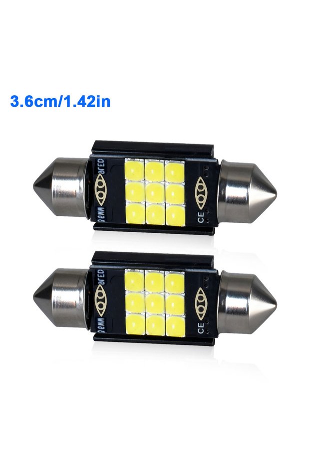2PCS 36MM Powerful Bright Festoon LED 31/36/39/41MM Super White 3030 9/12Chips Car Interior Reading