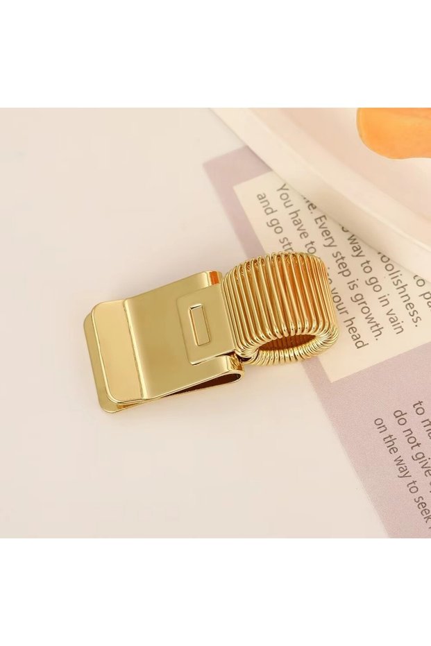 Gold-A Metal Pen Loop Holder Multi-functional Fixed Stationery Spring Pen Clip Secure Grip Anti-lost