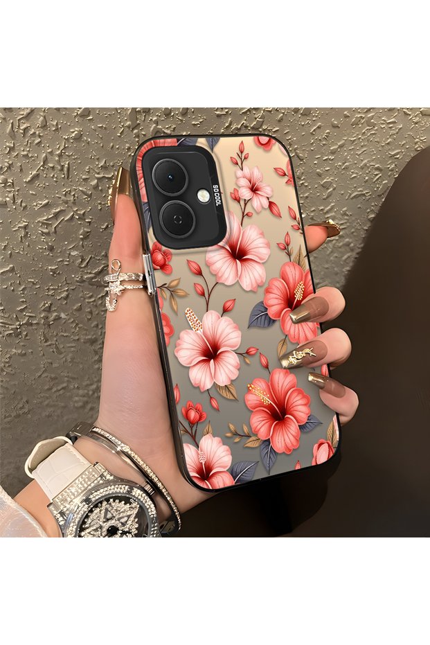 Pink Protective Case with a Large Floral Print, Compatible with Tecno Spark Go 2, Provides Impact Protection.