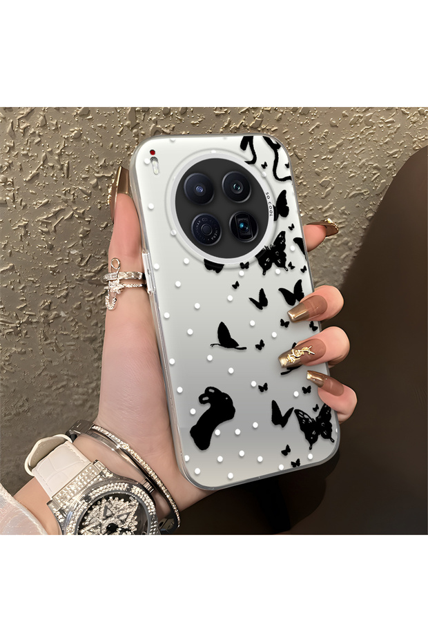 Tecno Camon 40 Premier Compatible Case with a Dot and Butterfly Pattern, Suitable for Everyday Use.